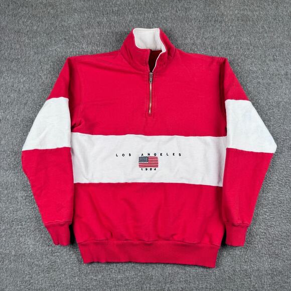 John Galt Brandy Melville 1/4 Zip Pullover‎ Women's One Size Red Los Angeles - Picture 1 of 7